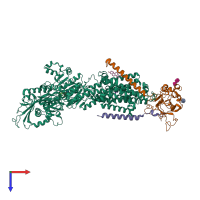 PDB entry 5avq coloured by chain, top view.