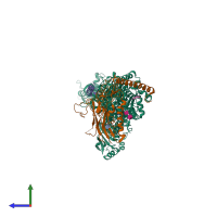 PDB entry 5avv coloured by chain, side view.