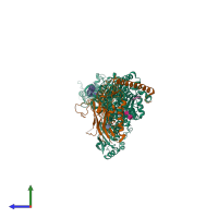 PDB entry 5avz coloured by chain, side view.