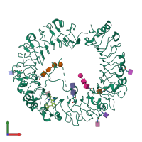 PDB entry 5awa coloured by chain, front view.