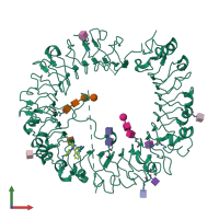 PDB entry 5awd coloured by chain, front view.