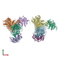 PDB entry 5awf coloured by chain, front view.