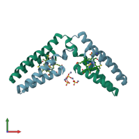 PDB entry 5awi coloured by chain, front view.