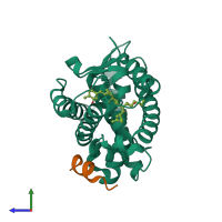 PDB entry 5awj coloured by chain, side view.