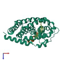 PDB entry 5awj coloured by chain, top view.