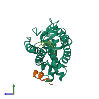 PDB entry 5awk coloured by chain, side view.