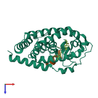 PDB entry 5awk coloured by chain, top view.