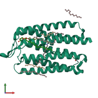 PDB entry 5ax0 coloured by chain, front view.