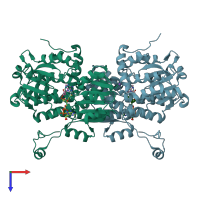 PDB entry 5axc coloured by chain, top view.