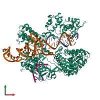 PDB entry 5axw coloured by chain, front view.