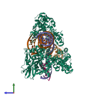 PDB entry 5axw coloured by chain, side view.