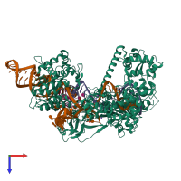 PDB entry 5axw coloured by chain, top view.