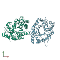 PDB entry 5ay7 coloured by chain, front view.