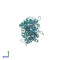 PDB entry 5ay7 coloured by chain, side view.