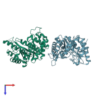 PDB entry 5ay7 coloured by chain, top view.