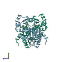 PDB entry 5ayg coloured by chain, side view.