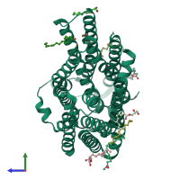 PDB entry 5ayn coloured by chain, side view.