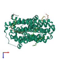 PDB entry 5ayn coloured by chain, top view.