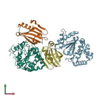 PDB entry 5ays coloured by chain, front view.