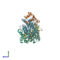 PDB entry 5ays coloured by chain, side view.