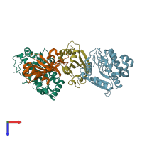 PDB entry 5ays coloured by chain, top view.