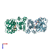 PDB entry 5ayv coloured by chain, top view.