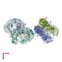 PDB entry 5az5 coloured by chain, top view.