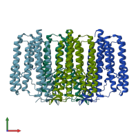PDB entry 5azd coloured by chain, front view.