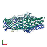 PDB entry 5azp coloured by chain, front view.