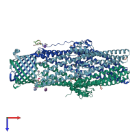 PDB entry 5azp coloured by chain, top view.