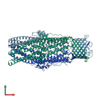 PDB entry 5azs coloured by chain, front view.