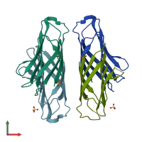 PDB entry 5azx coloured by chain, front view.