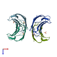 PDB entry 5azx coloured by chain, top view.