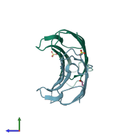 PDB entry 5azy coloured by chain, side view.