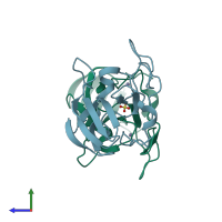 PDB entry 5b0h coloured by chain, side view.