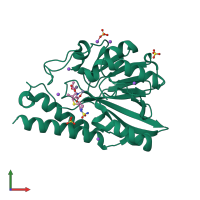 PDB entry 5b15 coloured by chain, front view.