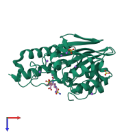 PDB entry 5b15 coloured by chain, top view.