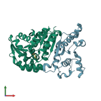 PDB entry 5b19 coloured by chain, front view.