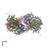 PDB 5b1a coloured by chain and viewed from the top.