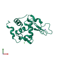 PDB entry 5b1g coloured by chain, front view.