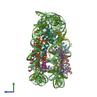 PDB entry 5b1l coloured by chain, side view.