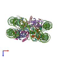 PDB entry 5b1m coloured by chain, top view.