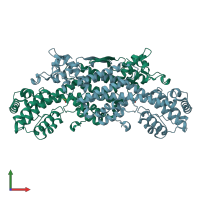 PDB entry 5b1q coloured by chain, front view.