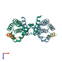 PDB entry 5b1z coloured by chain, top view.