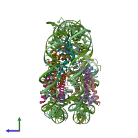 PDB entry 5b24 coloured by chain, side view.