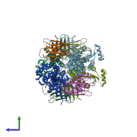PDB entry 5b2g coloured by chain, side view.