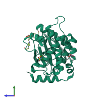 PDB entry 5b2l coloured by chain, side view.
