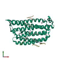 PDB entry 5b2n coloured by chain, front view.