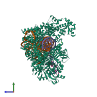 PDB entry 5b2p coloured by chain, side view.