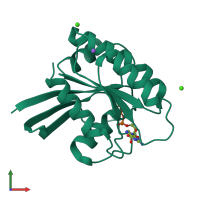 PDB entry 5b30 coloured by chain, front view.